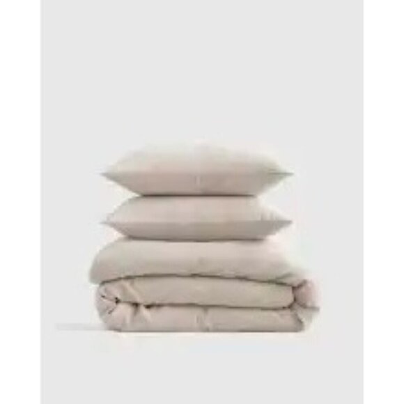 Quince 100% European Linen Duvet Cover 2PC Set Natural Chambray Size Twin -NEW- - Picture 6 of 7